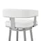 Armen Living Lorin 30" Bar Height Swivel Bar Stool in Silver Finish with White Faux Leather LCLRBASLWH30 - alternate 4